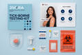 Tick-borne testing kit with Jivora and Tasso branding on a light blue background