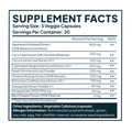 Supplement facts label with various extracts and their amounts per serving on a white background.